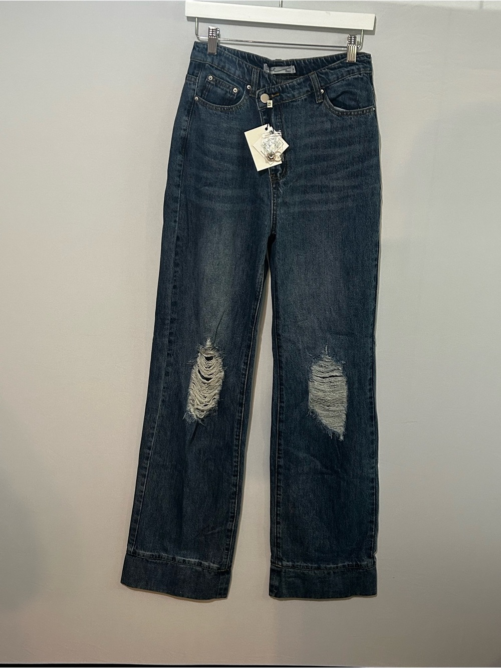 NWT E by Egreis Distressed Wide Leg Jeans S - Picture 3 of 10